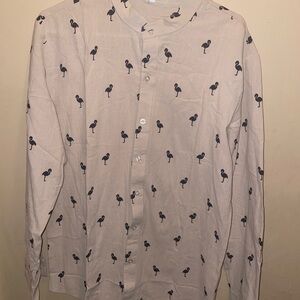 Flamingo Print Beige Shirt